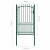 vidaXL Fence Gate with Spikes Green 100 x 175 cm Powder-coated steel