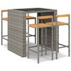 vidaXL 5 Piece Garden Bar Set Grey Poly Rattan& Solid Wood Acacia