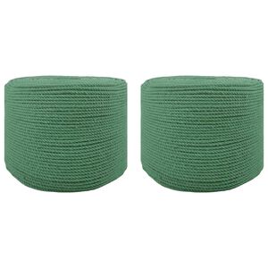 vidaXL Cotton Twine 2 pcs 2 mm 100 m Green 100% Cotton