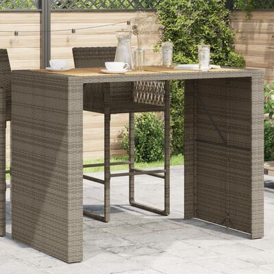 vidaXL Garden Table with Acacia Wood Top Grey 145x80x110 cm Poly Rattan