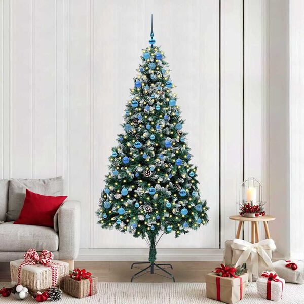 vidaXL Artificial Christmas Tree with 300 LEDs with Stand Green 210 cm