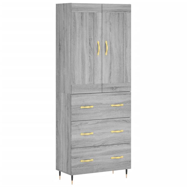 vidaXL Highboard Grey Sonoma 69.5x34x180 cm Engineered Wood