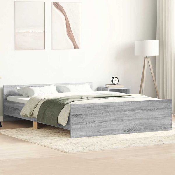 vidaXL Bed Frame without Mattress Grey Sonoma 140x190 cm