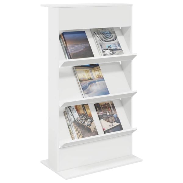 vidaXL Magazine Rack with Shelf White 70 x 41 x 126 cm Engineered Wood