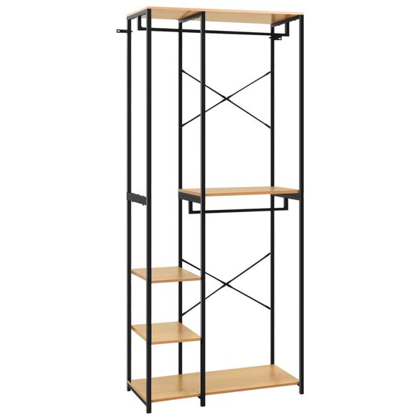 vidaXL Wardrobe Black and Oak 90x40x213 cm Metal and Engineered Wood