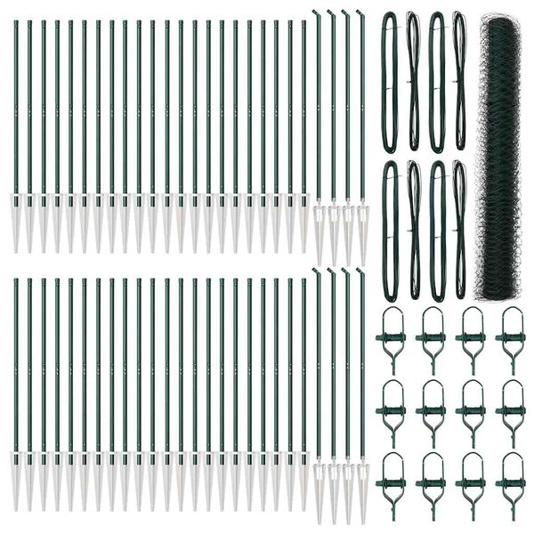 vidaXL Fence Post Green 100 x 1.4 m (50 mm mesh) Steel and PVC