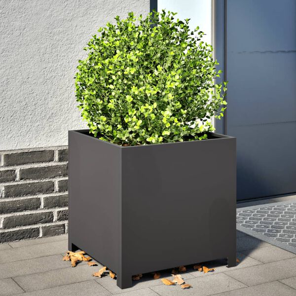 vidaXL Garden Planter Black 50x50x50 cm Steel