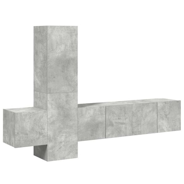 vidaXL 5 Piece TV Cabinet Set Concrete Grey Engineered Wood