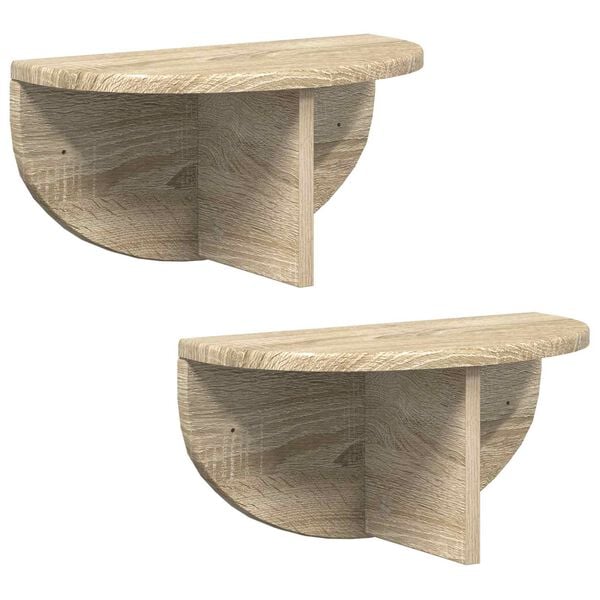 vidaXL Wall Shelf 2 pcs Sonoma Oak 38 x 19 x 19 cm Engineered Wood