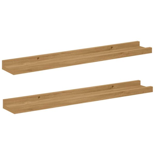 vidaXL Wall Shelf with Shelf 2 pcs Brown 60 x 9 x 3 cm Engineered Wood