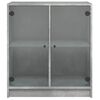 vidaXL Side Cabinet with Glass Doors Concrete Grey 68x37x75.5 cm