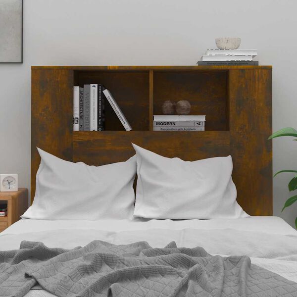 vidaXL Headboard Cabinet Smoked Oak 100x18.5x102.5 cm