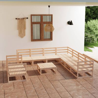 vidaXL 10 Piece Garden Lounge Set Solid Wood Pine