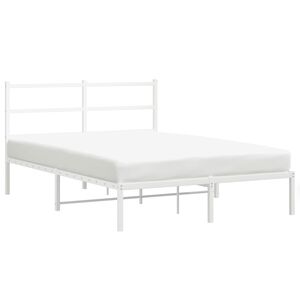 vidaXL Metal Bed Frame without Mattress with Headboard White 140x200cm