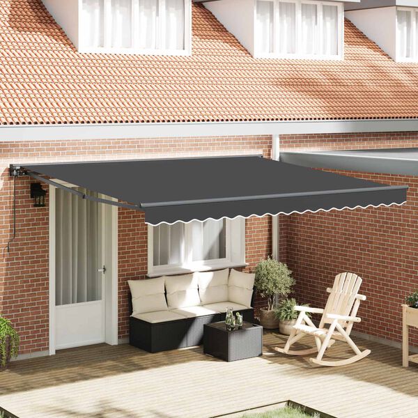 vidaXL Retractable Awning Anthracite 400 x 300 cm Aluminium and Fabric
