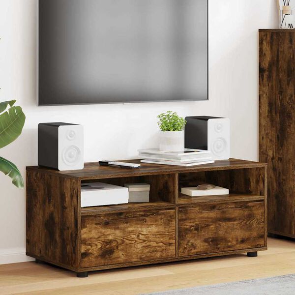 vidaXL TV Cabinet Smoked Oak 100 x 48 x 43 cm Engineered Wood
