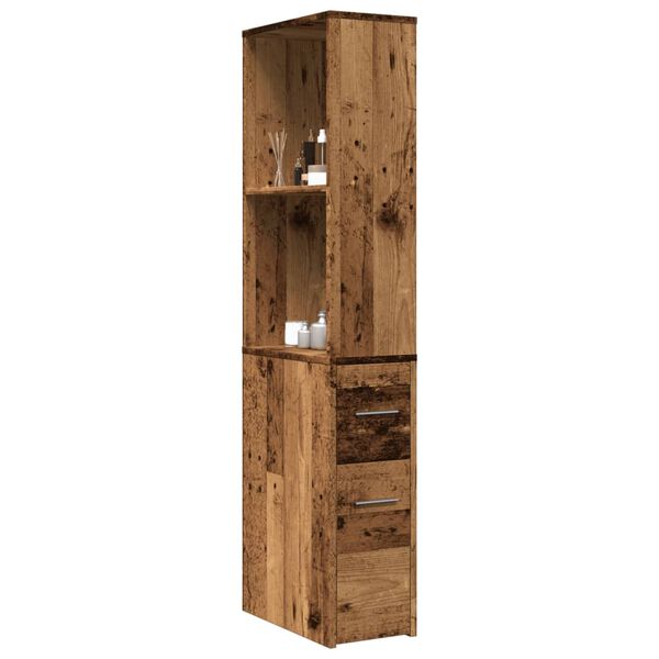 vidaXL Narrow Bathroom Cupboard with Wheels Old Wood Engineered Wood