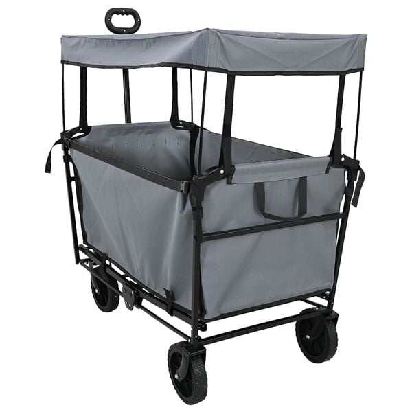 vidaXL Folding Hand Trolley Grey 105 x 56.5 x 116 cm Oxford Cloth