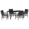vidaXL Garden Dining Set with Cushion 5 pcs Grey and Black Rattan