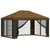 vidaXL Garden Gazebo with Sidewalls 4 x 3 m Taupe Polyester and Steel