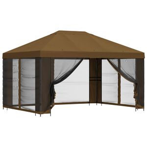 vidaXL Garden Gazebo with Sidewalls 4 x 3 m Taupe Polyester and Steel