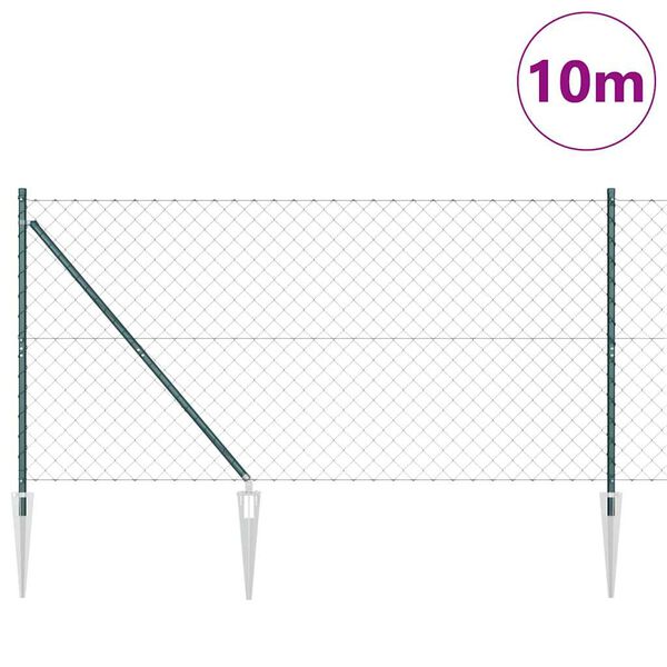 vidaXL Fence Post Green 10 x 1.2 m (60 x 60 mm mesh) Steel and PVC