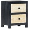 vidaXL Bedside Cabinet | Grey and natural | Solid mango wood, MDF | 40x30x50 cm