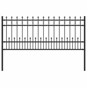 vidaXL Spike Ring Fence Black 200 x 130 cm Powder-Coated Steel