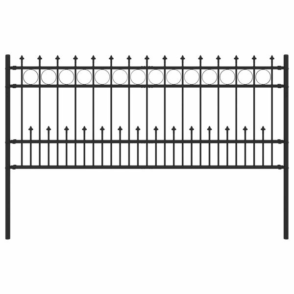 vidaXL Spike Ring Fence Black 200 x 130 cm Powder-Coated Steel