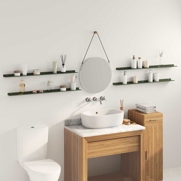 vidaXL Floating Shelf 4 pcs Olive Green 100 x 9 x 2.5 cm Steel