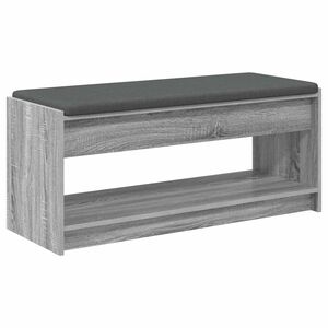 vidaXL Hall Bench with Cushion with Shelf Grey Sonoma 103 x 38 x 45 cm