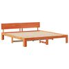 vidaXL Bed Frame with Headboard Wax Brown 200 x 200 cm Solid Pine Wood