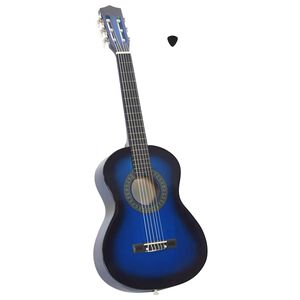 vidaXL Classical Guitar for Beginner and Kids Blue 1/2 34"