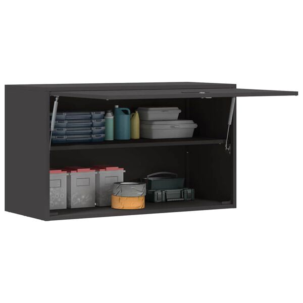 vidaXL Wall Cabinet for Garage with Gas-lift Door Black