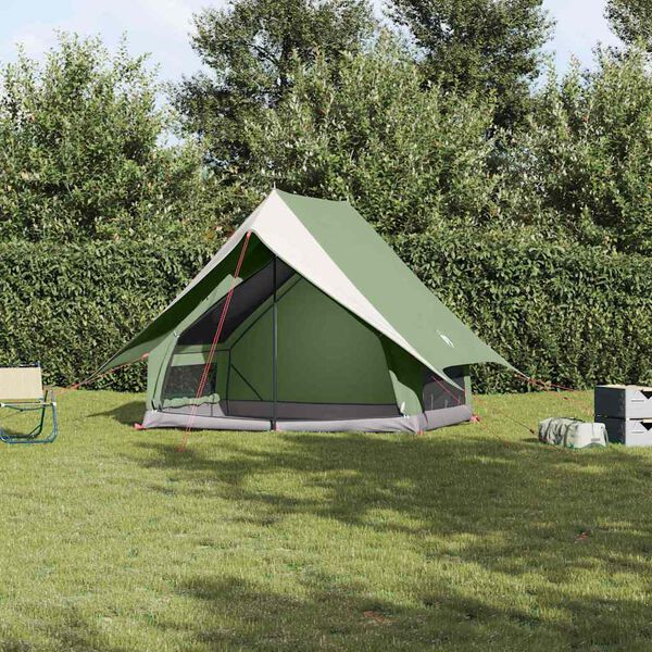 vidaXL Family Tent with Roof Green and White 220 x 220 x 184 cm