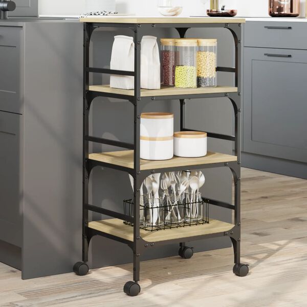 vidaXL Kitchen Trolley Sonoma Oak 45x35x89.5 cm Engineered Wood