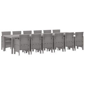 vidaXL Garden Dining Set 13 pcs Light Grey Polt rattan