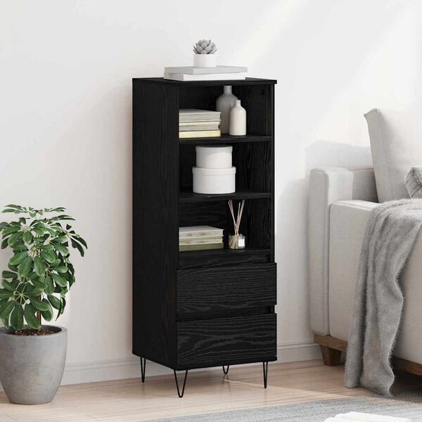 vidaXL Highboard Black Oak 40 x 36 x 110 cm Engineered Wood