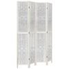 vidaXL Room Divider 4 Panels White Solid Wood Paulownia