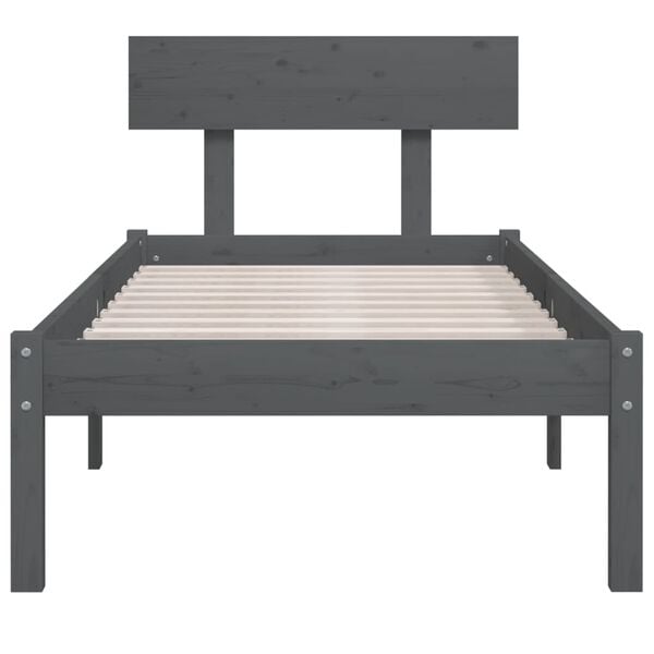 vidaXL Bed Frame without Mattress Grey Solid Wood 100x200 cm