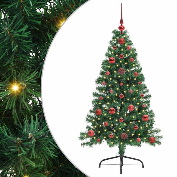 vidaXL Artificial Pre-lit Christmas Tree Green 120 cm PVC