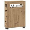 vidaXL Narrow Bathroom Cabinet with Wheels Artisian Oak Engineered Wood