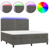 vidaXL Box Spring Bed with Mattress&LED Dark Grey 180x200 cm Velvet
