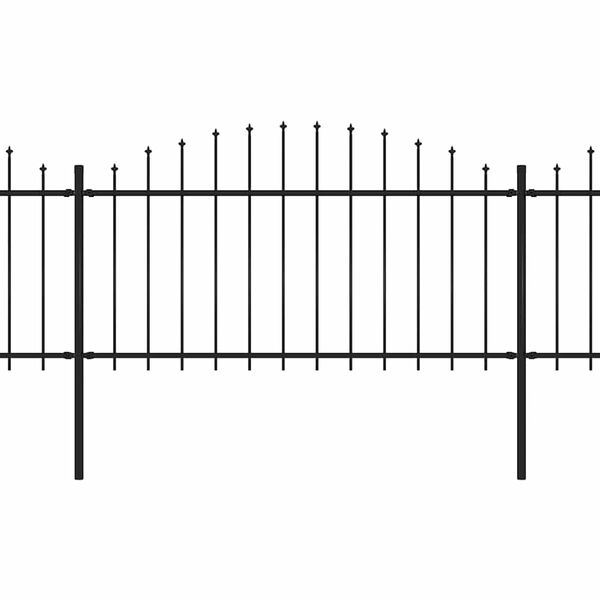vidaXL Garden Fence with Spear Top Steel 714.5x150 cm Black