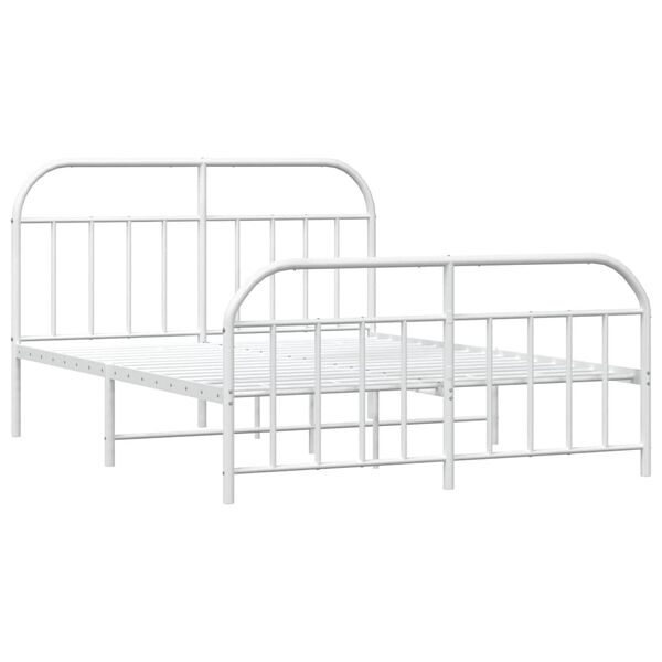 vidaXL Metal Bed Frame without Mattress with Footboard White 183x213cm