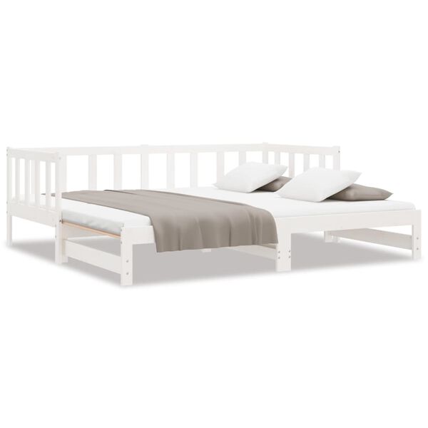 vidaXL Day Bed with Trundle without Mattress White 80x200 cm Solid Wood