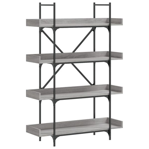 vidaXL Bookcase 4-Tier Grey Sonoma 100x33x145.5 cm Engineered Wood