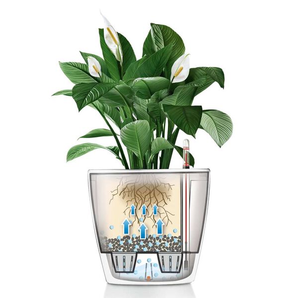 LECHUZA Planter CLASSICO LS 28 ALL-IN-ONE High-Gloss White 16040