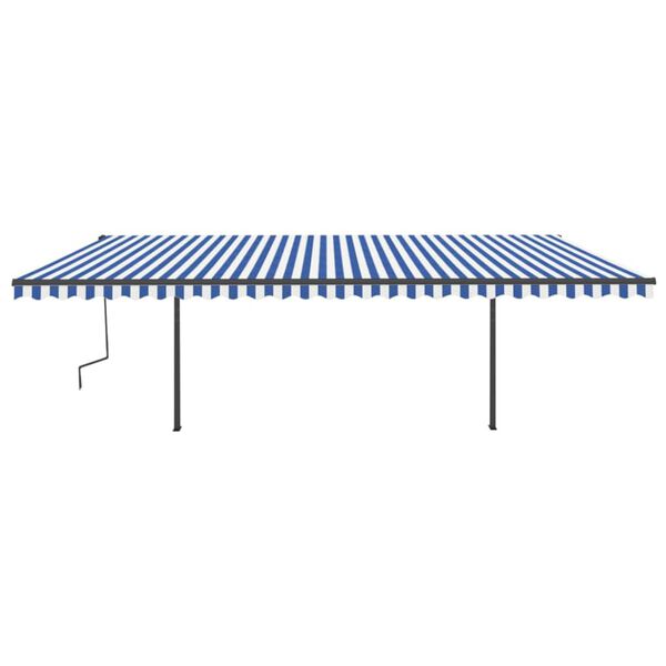 vidaXL Manual Retractable Awning with Posts 6x3 m Blue and White