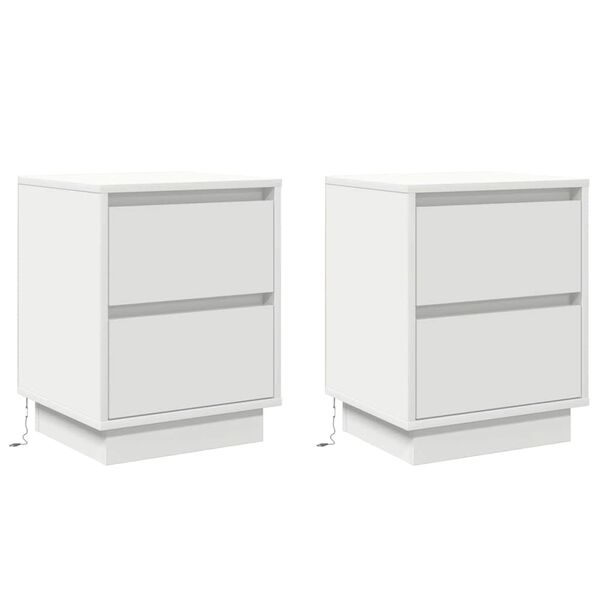 vidaXL Bedside Cabinet 2 pcs White 39 x 34.5 x 50 cm Engineered wood